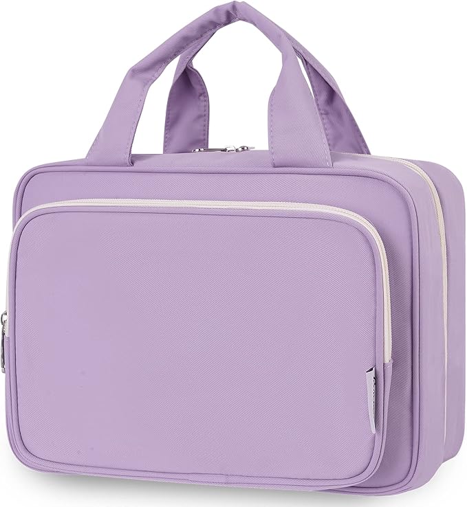 Travel Toiletry Bag for Women Large Hanging Makeup Bag Organizer Toiletries Bag for Full Size Essentials Accessories Cosmetics (Purple (Large))