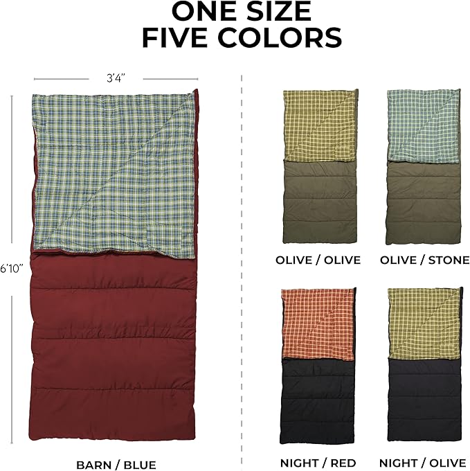 Teton Everyday Response Sleeping Bag for Adults and Kids, 3-Season Sleeping Bags, Stay Warm in Camping Weather, Stuff Sack Included