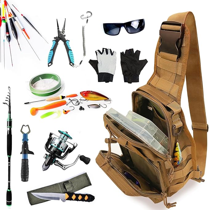 Fishing Backpack Tackle Storage Bag With Rod Holder - Sling Gear Storage