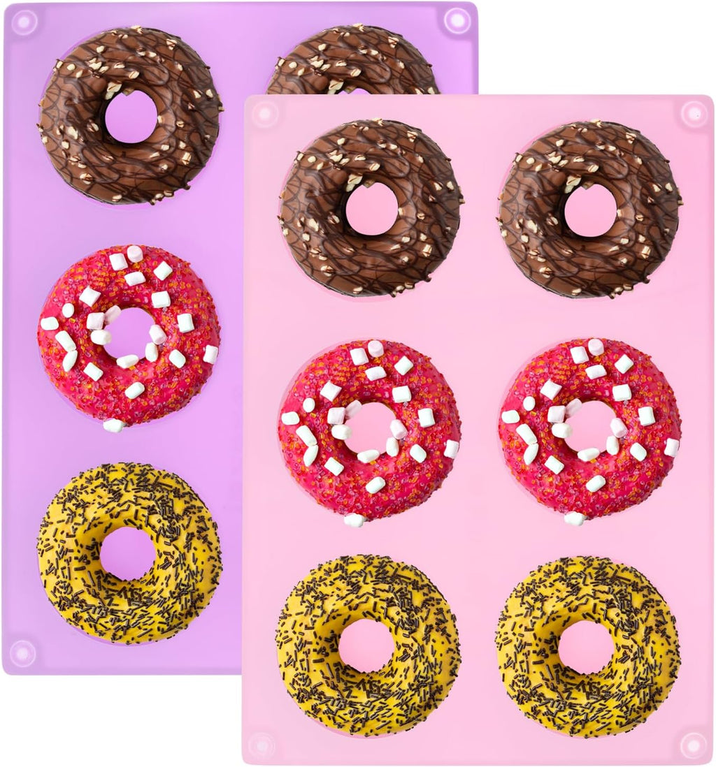 uxcell 2pcs Silicone Muffins Pan, 6 Cup Silicone Cupcake Pan Nonstick Baking Tray for Muffins, Cupcakes, Dishwasher Safe, Pink