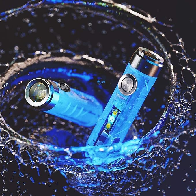 RovyVon Aurora A7 G4 Keychain Flashlight, USB C Rechargeable Max 650 High Lumen Flashlights Super Bright with EDC Small Size, 8 Mode, Glow Blue, Perfect for Gift Camping Emergencies Outdoor