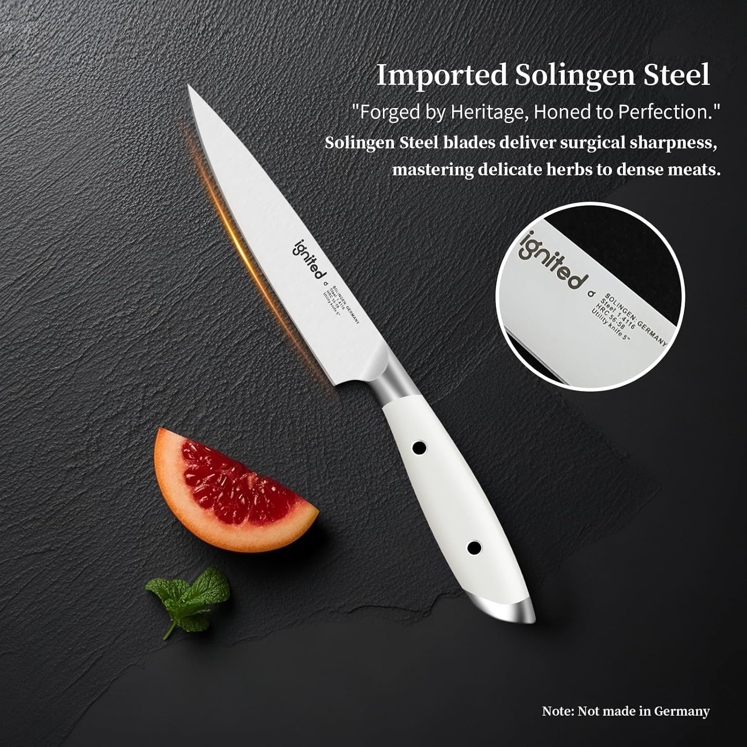 5 inch Paring Knife, German 1.4116 Stainless Steel Fruit Vegetable Peeling Knives, Ivory White Handle, Razor Sharp Small Kitchen Knife with Gift Box