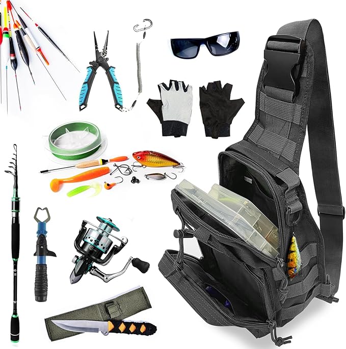 Fishing Backpack Tackle Storage Bag With Rod Holder - Sling Gear Storage