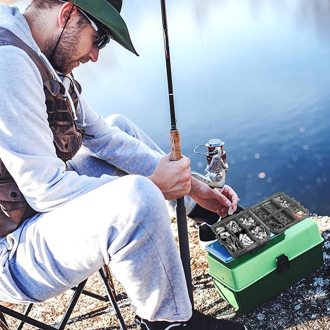 TOPFORT 187/343pcs Fishing Accessories Kit, Organized Fishing Tackle Box with Tackle Included, Fishing Hooks, Fishing Weights Sinkers, Fishing Gear and Equipment, Fishing Gift for Men