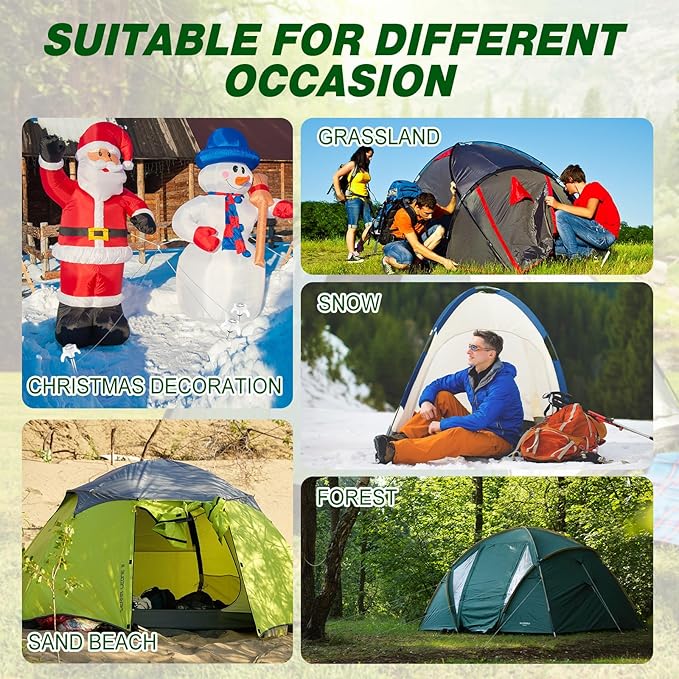 40 Pcs 8" Screw in Tent Stakes Heavy Duty Tent Stakes Drillable Ground Anchors Screw Metal Tent Pegs Threaded Tent Spikes with Head Driver for Swing Inflatable Decor (Illuminant White)