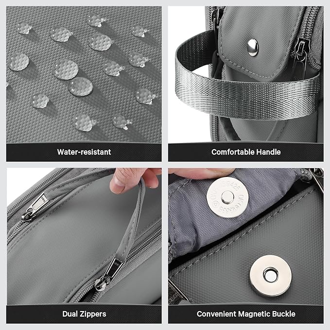 Toiletry Bag for Men, Travel Toiletry Bag Travel Essentials, Dopp Kit Water-resistant Shaving Bag, Bathroom Bag Toiletries Organizer, Gray(Upgraded Polyster)