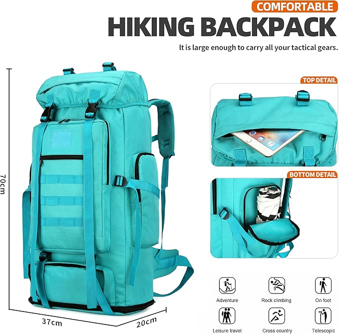 100L Hiking Backpacks Men Women Tactical Gear Back Pack Molle Bag Rucksack