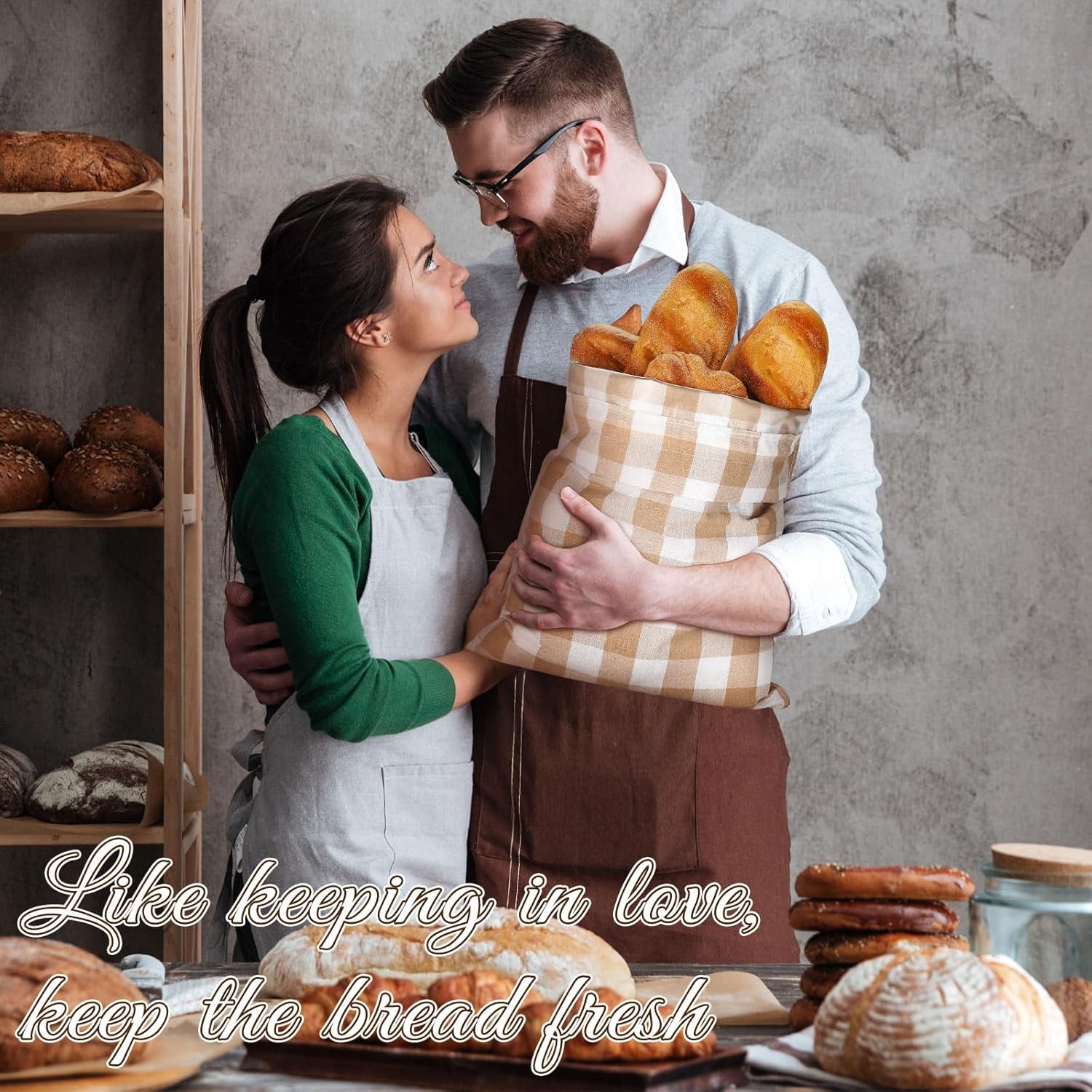 2 Pcs Lined Bread Bags for Homemade Sourdough Bread Reusable Storage Bag with Plastic 13 * 17 Inch Lined Saver Container Bag Cotton Homemade Bags(Classic Style)