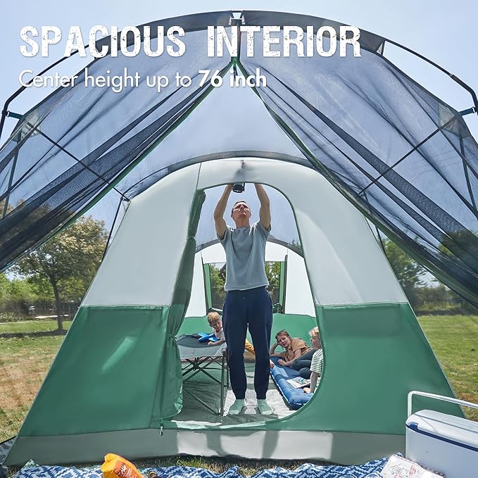 PORTAL 6/8/10 Person Family Camping Tent with Screen Room, Water Resistant Big Tunnel Tent with Rainfly, Large Family Tent for Outdoor Camping, Party