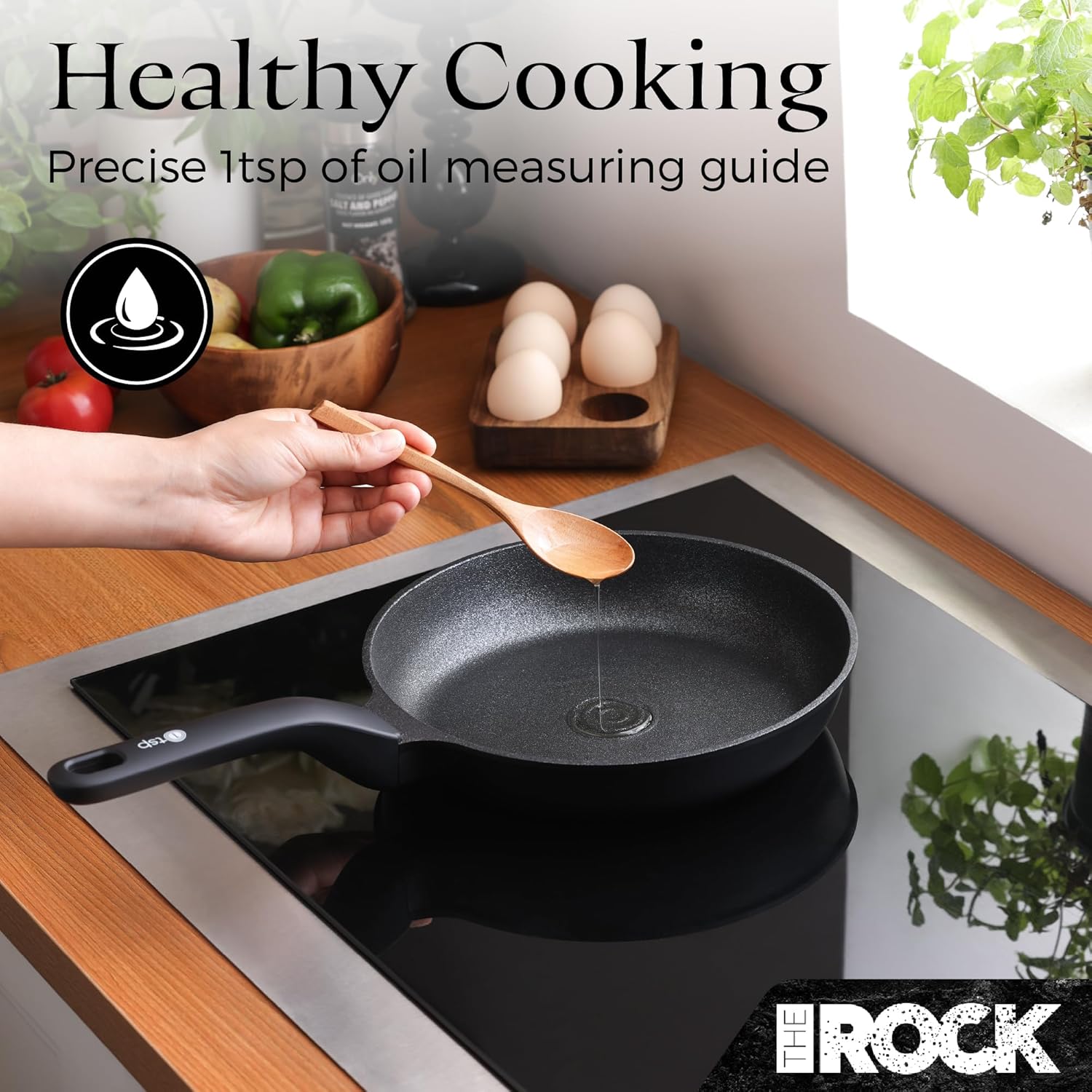 THE ROCK 1TSP 13PCS Cookware Set – Pots and Pans Set Non Stick with ROCK.TEC – Nothing Sticks, Never Warps, Lasts Longer – Healthy, Multifunctional, All-in-One Fry Pan, Saucepan, Stockpot & More