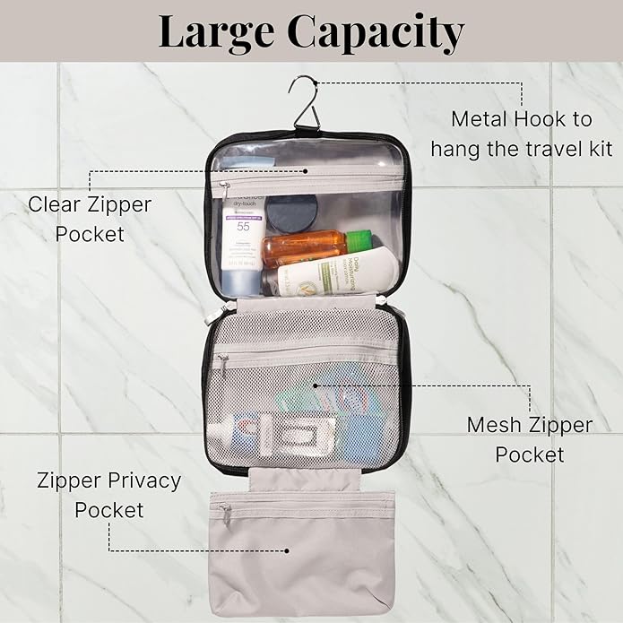 Baggallini Unisex's Hanging Travel Toiletry Kit-Lightweight 6x10 Inch Makeup Bag Toiltery