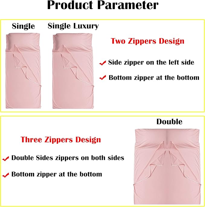 Brand - GANNAFEE Cotton Sleeping Bag Liner with Zipper - 100% Cotton Travel Sheet Sleep Sack Adult - Travel Sleeping Bag for Hotels Camping Hiking