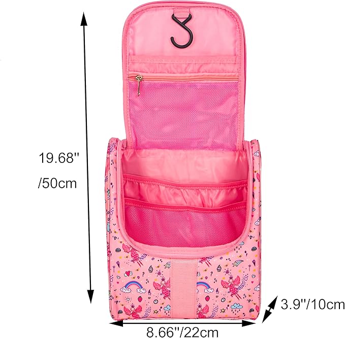 Cute Cartoon Hanging Kids Toiletry Bag Children Travel Cosmetic Makeup Organizer Wash Bag Shower bag Over Night Bag Camping Shaving Kit Bag for Boys & Girls(Fairy)