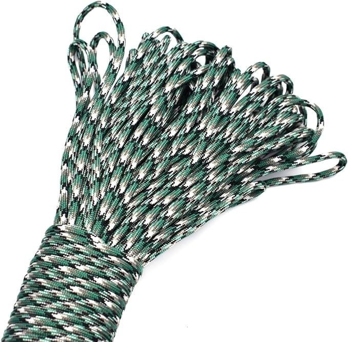 100ft Type III 7 Strand Core Paracord 550 Parachute (66# Grass Green Camo)