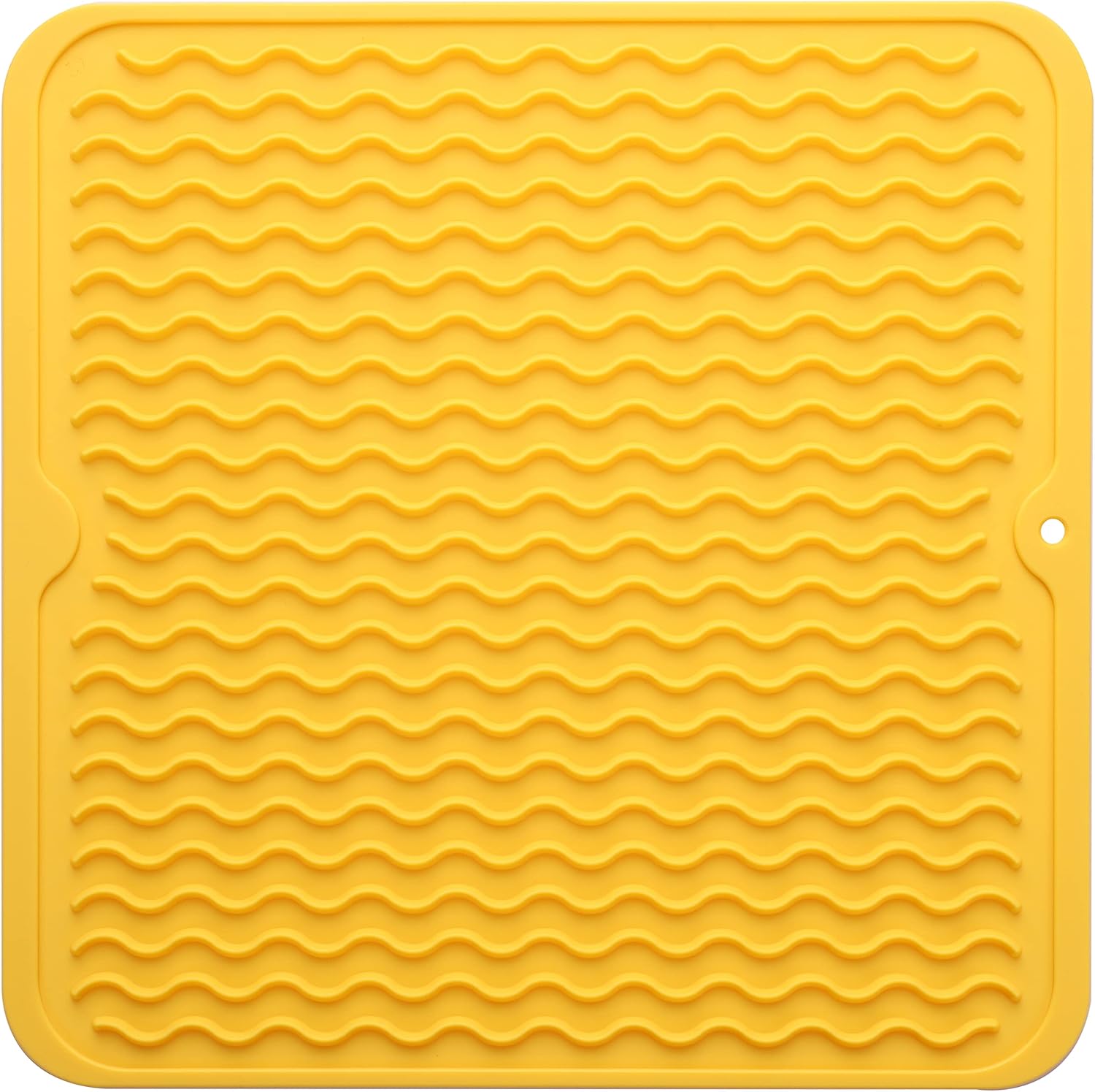 Silicone Dish Drying Mat for Multiple Usage,Easy clean,Eco-friendly,Heat-resistant Silicone Mat for Kitchen Counter or Sink,Refrigerator or Drawer liner Yellow M 12 inches x 12 inches