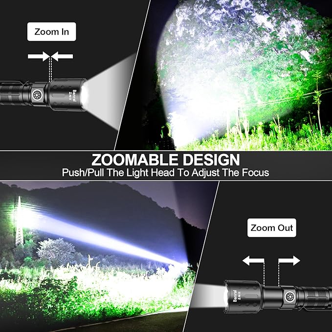 Rechargeable Flashlights 20,000 High Lumens, 1500M Long Throw Super Bright LED Small Powerful Tactical Flashlight with Memory Function, 6Modes Pocket Waterproof Flash Light for Camping,Emergency