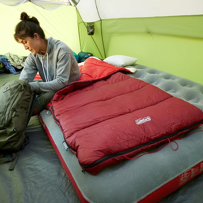 Coleman Flatlands Sleeping Bag, Made from 100% Recycled Material, Cool Weather Adult Sleep Sack