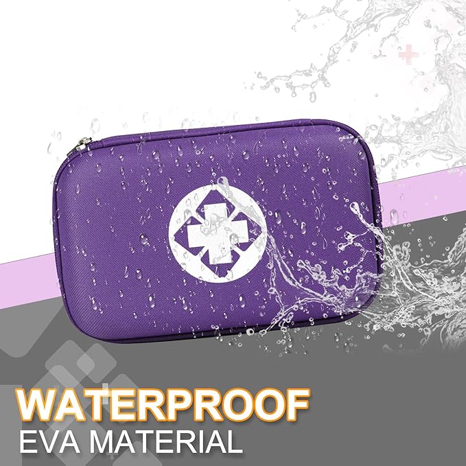 274PCS Compact First Aid Kits for Home Businesses Urgent First Aid Essential Travel Size Car Emergency Supplies Kit for Hiking Boating Skating, Purple Monoki