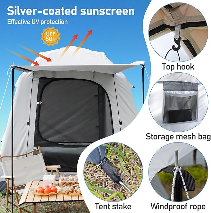 Easy Set up Inflatable Camping Tent 3-4 Person Glamping Outdoor Air Blow Up Tents, Waterproof Inflatable House Tent for Adults