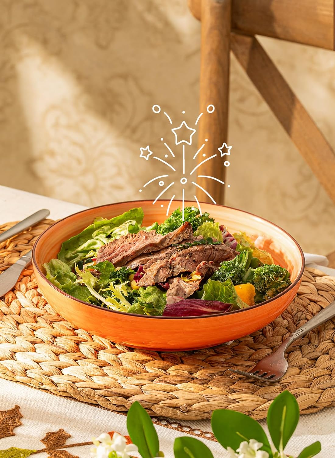 Sweese 6-Pack Ceramic Pasta Bowls, Multicolor Extra Large 30.0 Fl Oz, High-Grade Durable Professional Quality