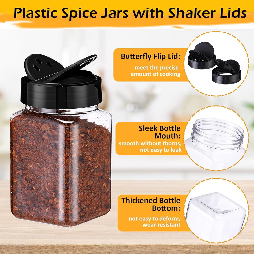 30 Pack Plastic Spice Jars with Shaker Lids Clear Seasoning Containers Spice Bottles for Kitchen Storing Spice Herbs Seasoning Powders(Triangle,12.2 oz)