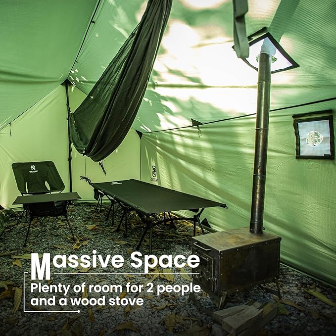 OneTigris TEGIMEN Hammock Hot Tent with Stove Jack - Spacious, Versatile Wall Tent with Snow Skirt - 3000mm Waterproof