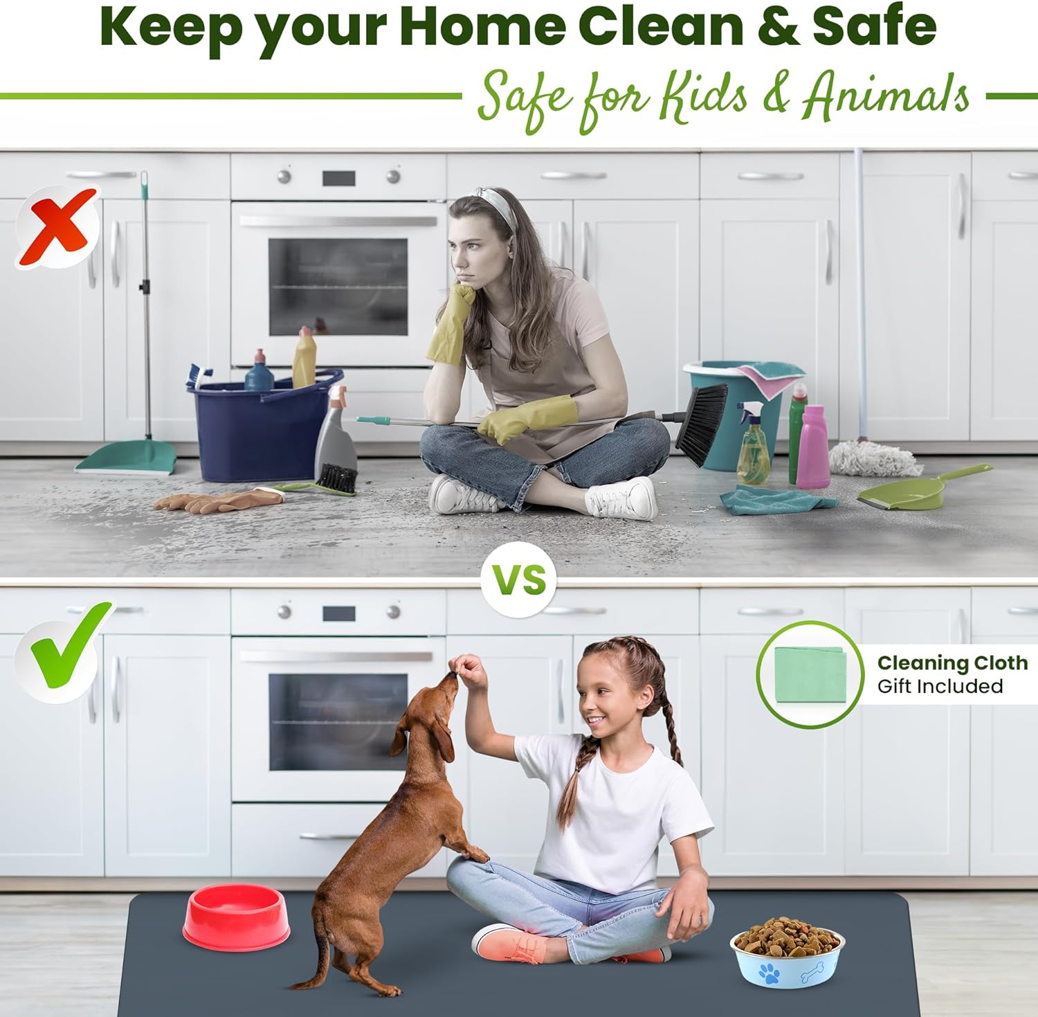 Premium Silicone Mat 25" x 17" Multipurpose Cooking Mat Thick Heat Resistant, Kitchen Counter Mat Waterproof - Coffee Machine, Countertop Protector Air Fryer, Baking mat (Grey)