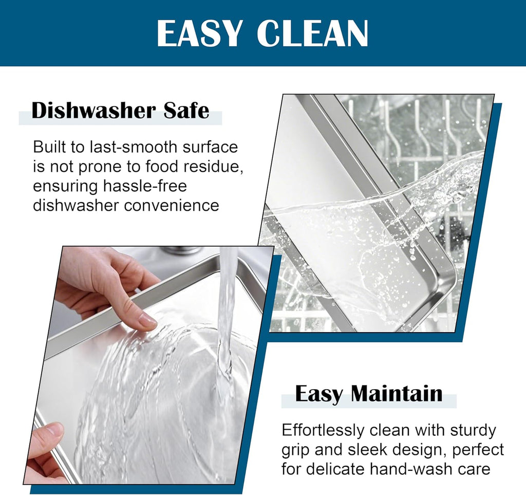 E-far Baking Sheet with Wire Rack (2 Pans + 2 Racks), Large Stainless Steel Cookie Sheets Pan & Cooling Rack for Baking Cookies Cake, Non Toxic & Heavy Duty, Oven & Dishwasher Safe, 18 x 13 x 1 Inch