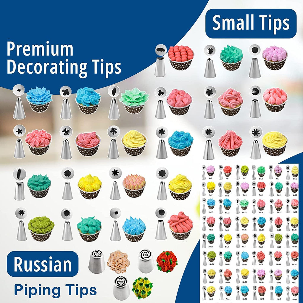 204 PCS Cake Decorating Kit, Aluminum Rotating Turntable Stand, Baking Supplies Kit Set with 4 Springform Pan Sets, 55 Icing Piping Nozzles, Cake Topper, Icing Spatula, Scraper, Pro Baking Tools