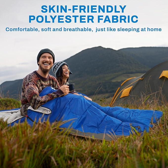 Sleeping Bag for Adults Teens Kids Cold Warm Weather, Portable Waterproof & Lightweight, Compact with Compression Sack, for 3-4 Seasons Camping, Backpacking, Hiking, Travel, Indoors Outdoors