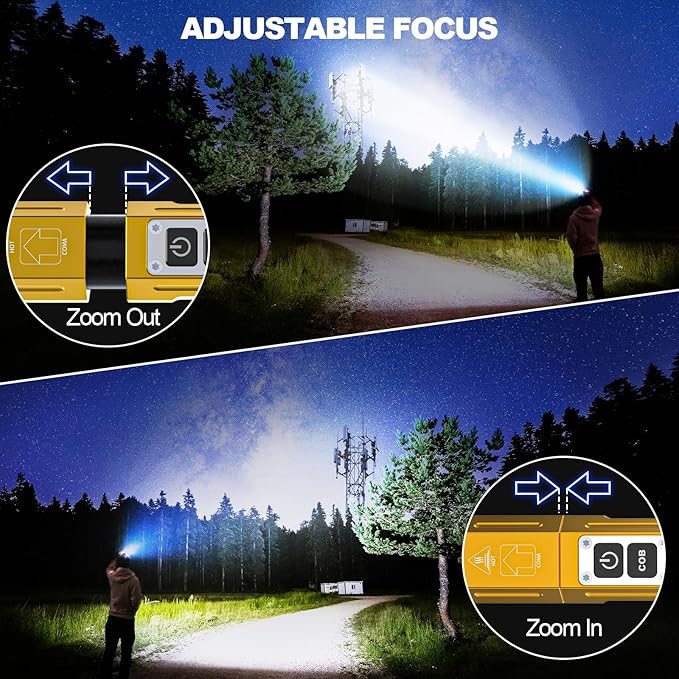 Rechargeable Flashlights High Lumens - 20,000LM Super Bright Small Pocket Magnetic Flashlight, 8 Modes LED Tactical Flash Light, Dual Button Powerful Flashlight for Camping (2, Yellow Gold)