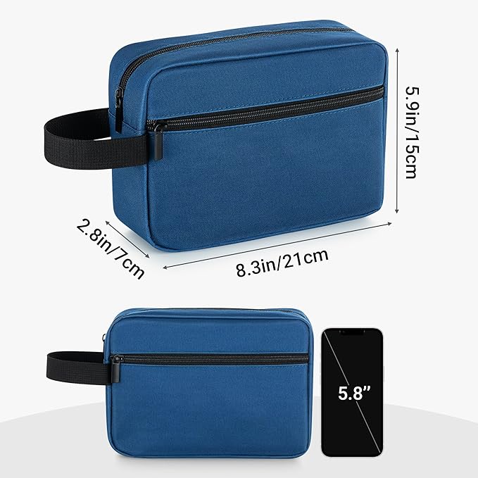 Elviros Travel Toiletry Bag for Women and Men, Lightweight Makeup Bag Hanging Dopp Kit with Shaving Compartment Cosmetic Organizer Small Tool Bag Travel Essentials, Navy Blue