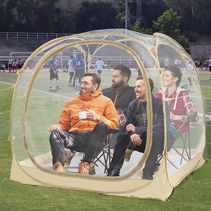 EighteenTek Pod All Weather Sports Tent with Sealed Floor - Instant Tent Shelter - Outdoor Bubble Tent - Rain Tent Camping Sun Shelter Pop Up Clear, Patent Pending for Sports Events Fishing Cheering
