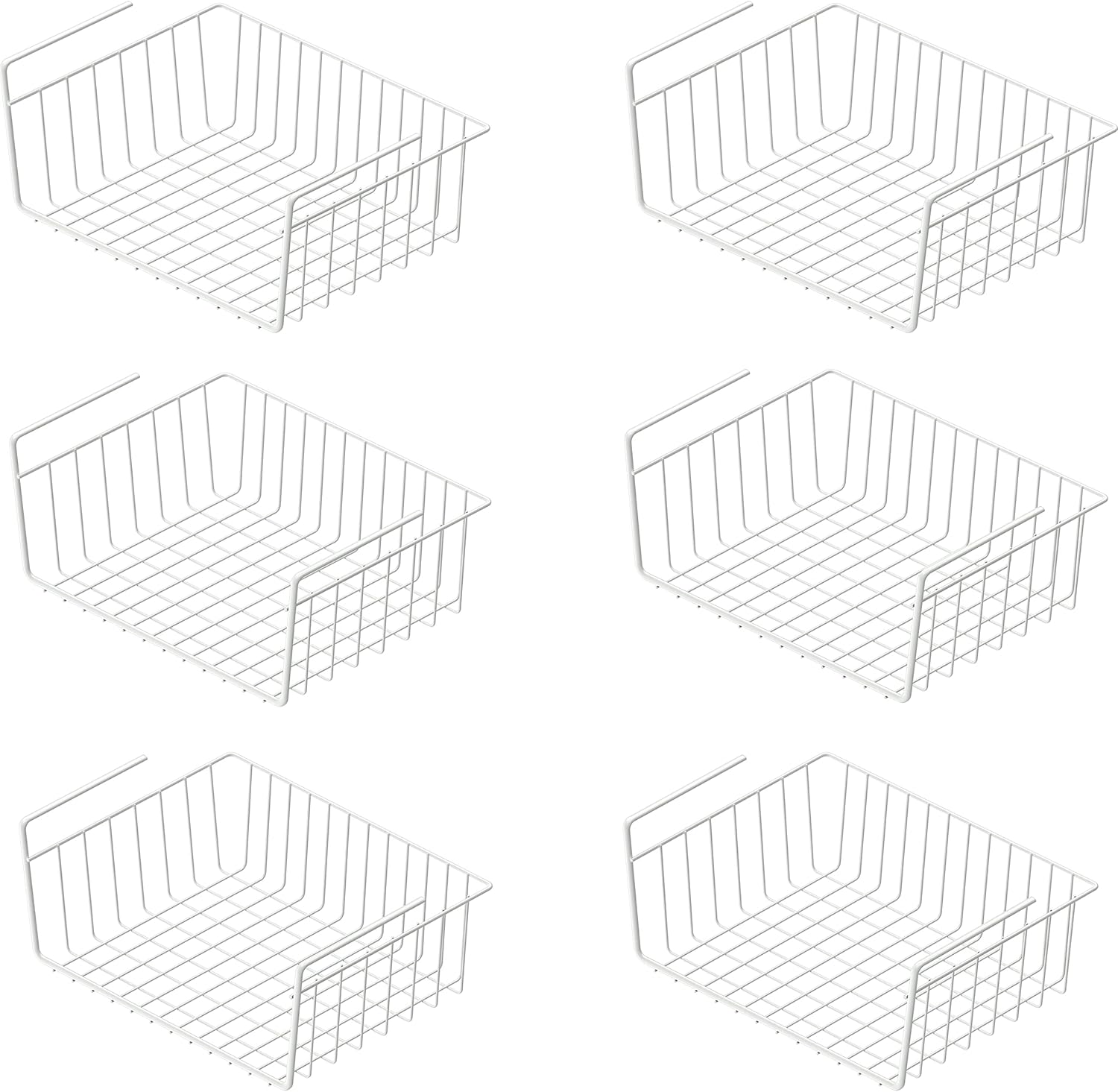 Simple Houseware 6PK Under Shelf Basket, White