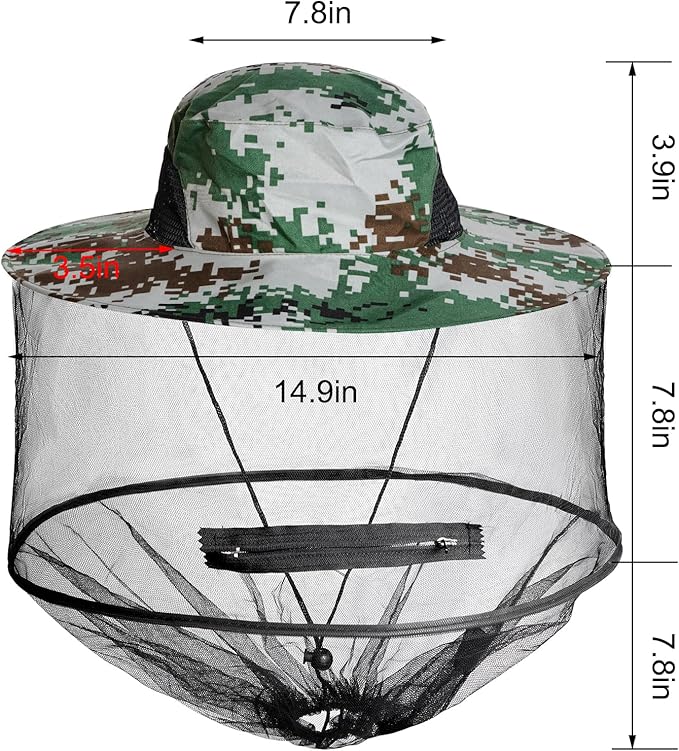 Sucrain 2 Pack Mosquito Head Net Hat Sun Hat Garden Bug Hat with Hidden Net Mesh for Outdoor Gardening Beekeeping