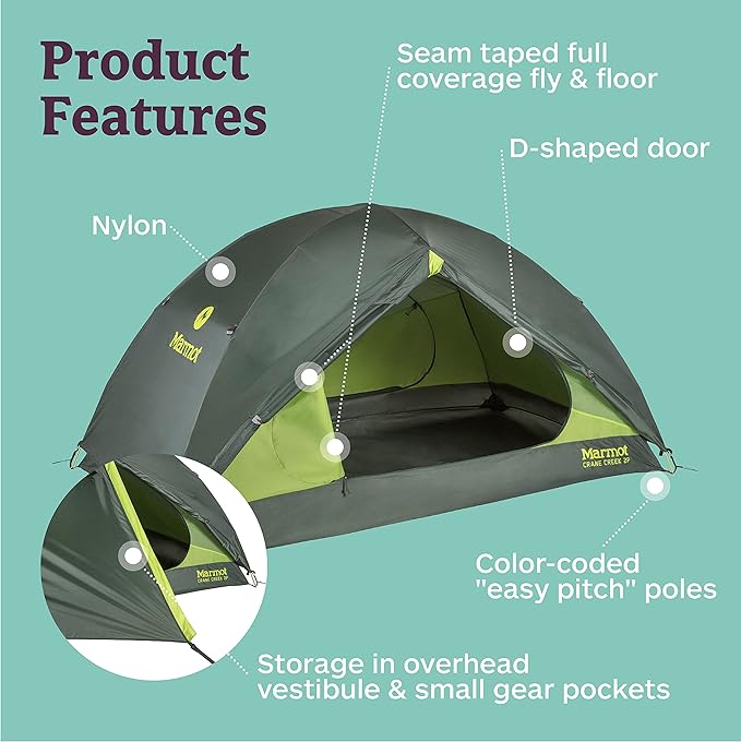 MARMOT Crane Creek 2P/3P Camping and Backpacking Tents & Footprints