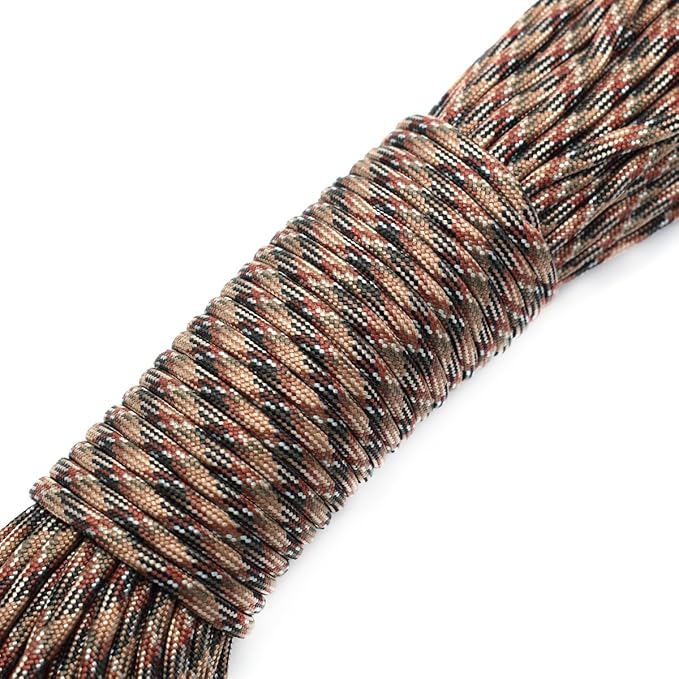100ft Type III 7 Strand Core Paracord 550 Parachute (96# Dream Brown)