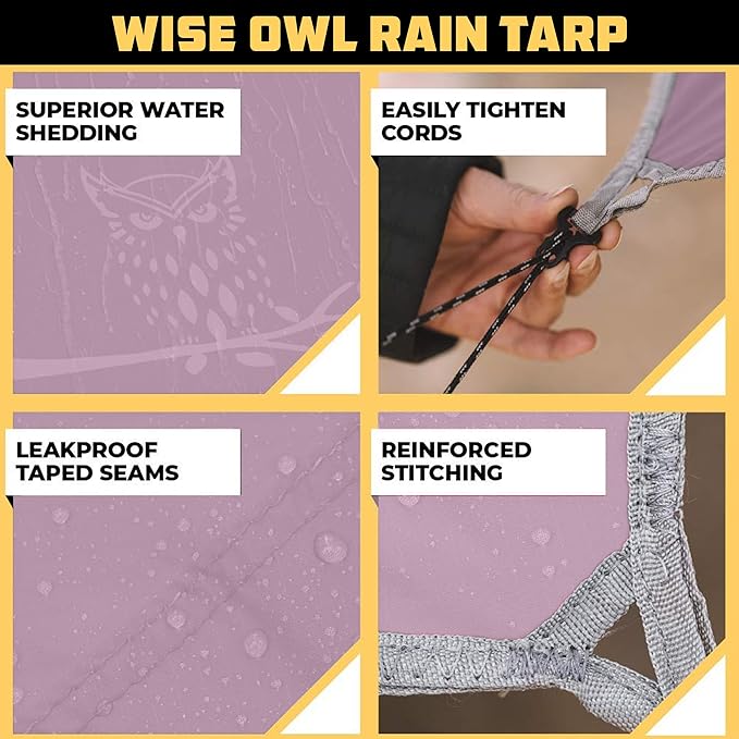 Wise Owl Outfitters Hammock Tarp, Hammock Tent - Rain Tarp for Camping Hammock - Camping Gear Must Haves w/Easy Set Up Including Tent Stakes and Carry Bag