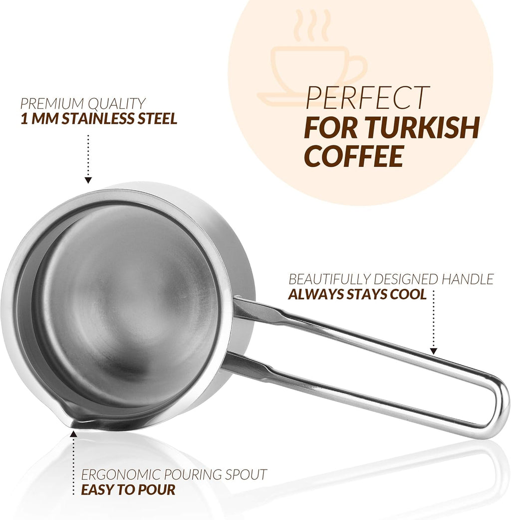Quality Turkish Coffee Pot - Turkish Coffee Maker, Chai Pot, Arabic Coffee Pot, Briki Greek Coffee Pot, Greek Briki, Turkish Coffee Cezve, Turkish Coffee Pot Ibrik (15oz)