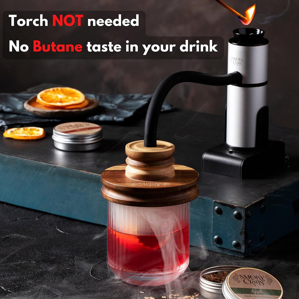 Acacia Whiskey Smoker Kit with Smoking Gun and Wood Chips (Apple & Cherry) - Drink Smoker Kit - Cocktail Smoke Set - Whiskey Gifts for Men (Torch Not Required)