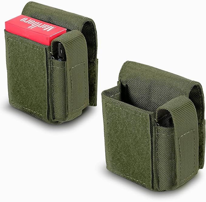 2 Pack Tactical Pouches, Molle EDC Compact Pouch Small Utility Pouch Accessories Battery Cigarette Case Card Holder Lighter Slot Mini Cigar Belt Waist Pack