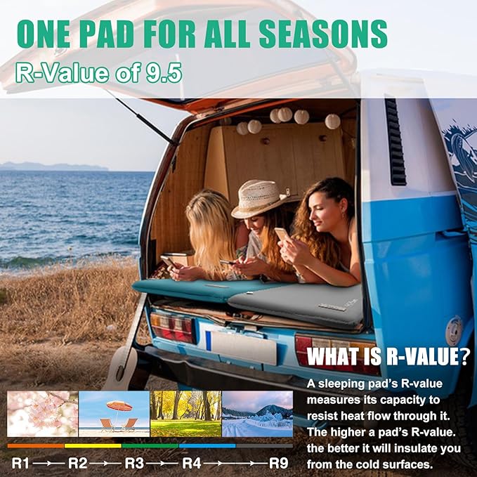 Self Inflating Sleeping Pad with Electric Pump,3.14" Thick Memory Foam Sleeping Mats for Camping,Easy Inflate&Deflate,9.5 R-Value Insulated Camping Mattress with Pillow for Car Travel Tent, Grey