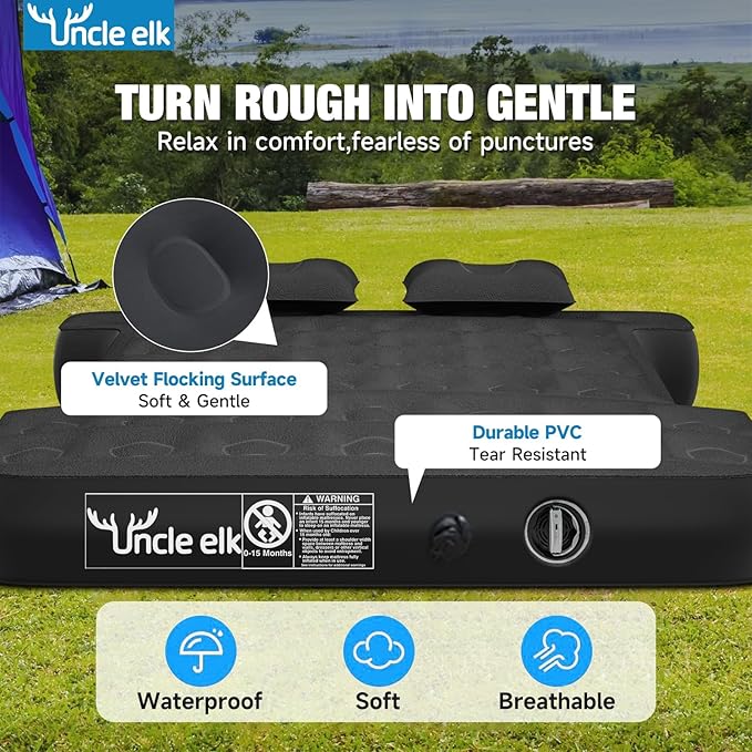 Truck Bed Mattress 5.5-5.8ft: Inflatable Full Size Truck Bed Air Mattress with Wireless Rechargeable Pump, Pickup Mattress with Carry Bag (Black)