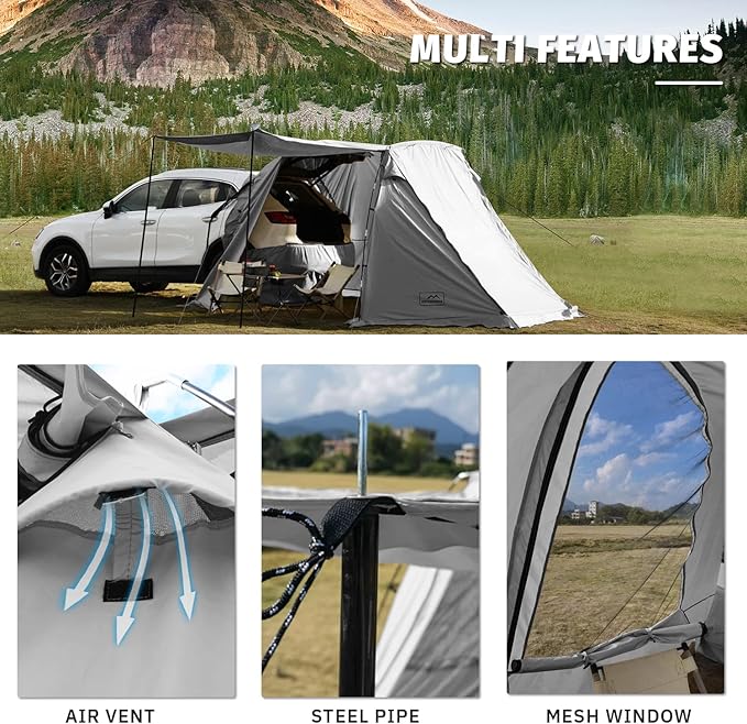 KAMPKEEPER SUV Car Tent, Tailgate Shade Awning Tent for Camping, Vehicle Camping Tents Outdoor Travel (Gray)