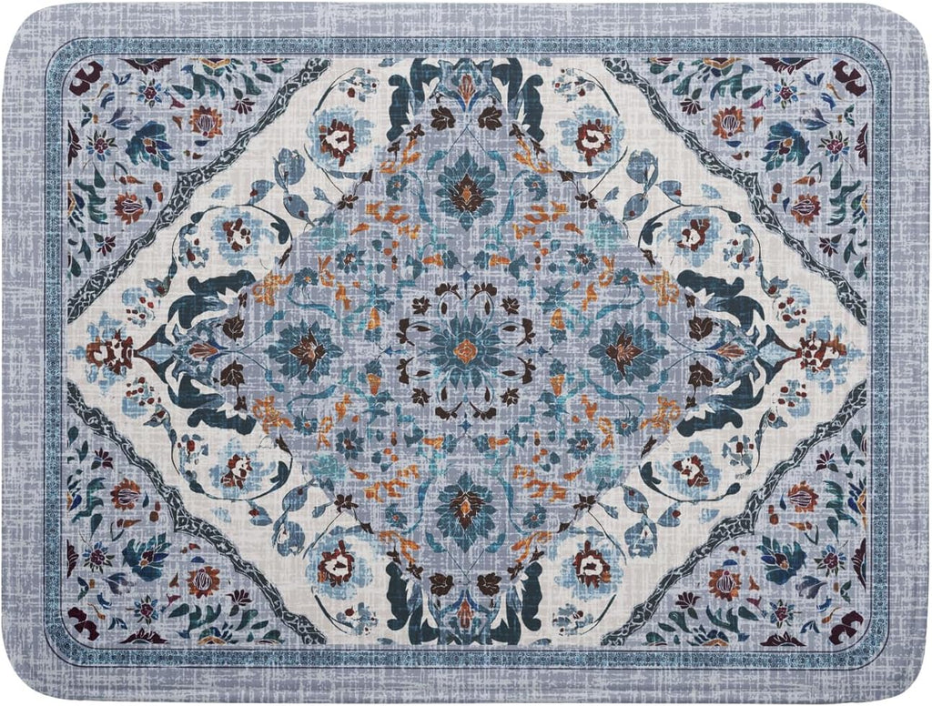 Boho Flower Dish Drying Mat Blue Bohemian Dishes Drainer Rack Mat 18x24 Inch Microfiber Kitchen Drying Pad for Countertop Tableware Decor