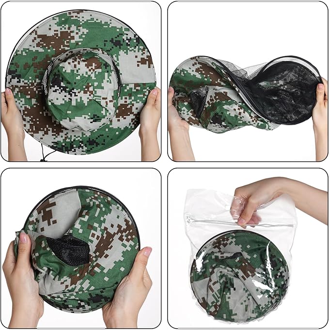 Sucrain 2 Pack Mosquito Head Net Hat Sun Hat Garden Bug Hat with Hidden Net Mesh for Outdoor Gardening Beekeeping