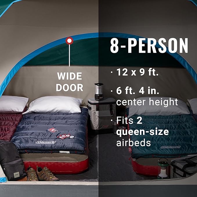 Coleman Skydome Series Camping Tent Weatherproof Tent Includes Pre-Attached Poles Rainfly Carry Bag and Unique Pattern Sets up in 5 Minutes