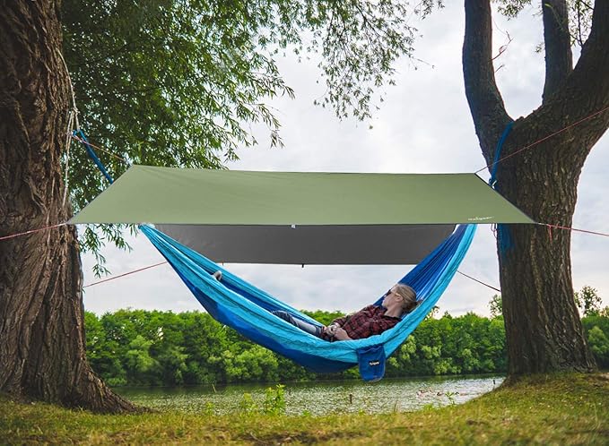 Unigear Hammock Rain Fly Waterproof Tent Tarp, UV Protection and PU 3000mm Waterproof, Lightweight for Camping, Backpacking and Outdoor Adventure
