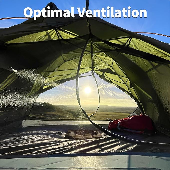 Night Cat Backpacking Tents 2 Persons Fast Setup Hiking Camp Tent with Foldable Pole Double Layers Two Doors Waterproof Lightweight Compact 7x4.4ft