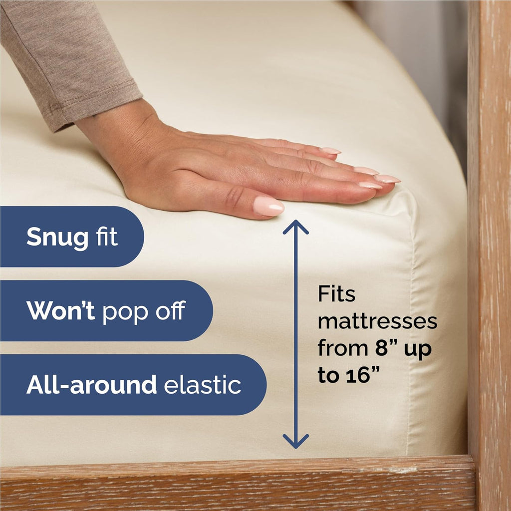 Full Size 4 Piece Sheet Set - Comfy Breathable & Cooling Bed Sheets Set - Hotel Luxury Bedding for Women, Men, Kids, Teens, Boys & Girls - Deep Pockets, Ultra-Soft, Wrinkle Free - Oeko-Tex - Off White